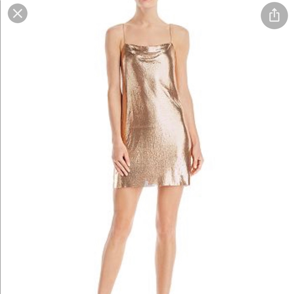 Alice + Olivia Rose gold chainmail dress with lining